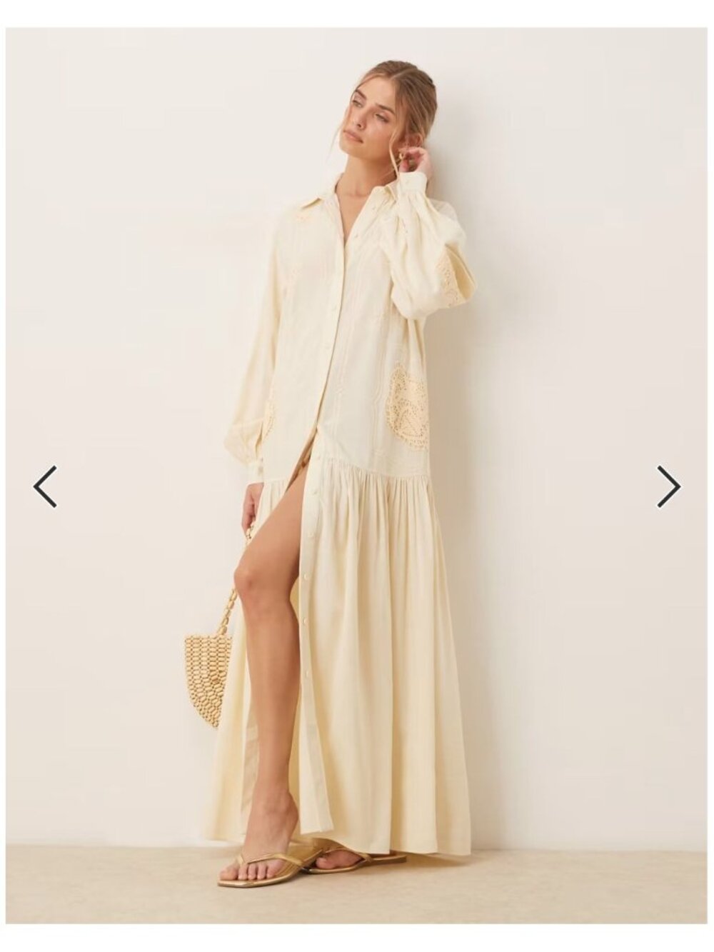 Asos oversized shirtdress with volume sleeve and cutwork